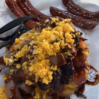 Kinder's Meats Deli BBQ - Loaded bake potato and links hot n mild - Delis Near Me - Hercules, California Kinder's Meats Deli BBQ - Loaded bake potato and links hot n mild - Delis Near Me - Hercules, California