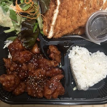 Hana Japanese Restaurant - Bento Box Dinner w/ spicy garlic chicken & chicken katsu - Japanese Near Me - Fairfield, California Hana Japanese Restaurant - Bento Box Dinner w/ spicy garlic chicken & chicken katsu - Japanese Near Me - Fairfield, California