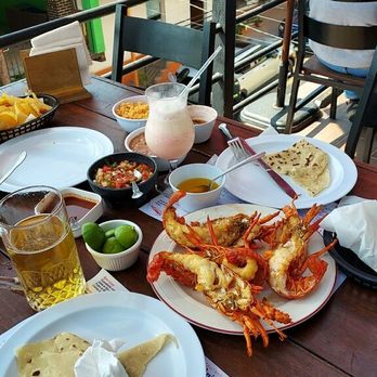 Las Brisas - Lobster and Agua Chile Pina colada - Seafood Near Me - Puerto Nuevo, BCN