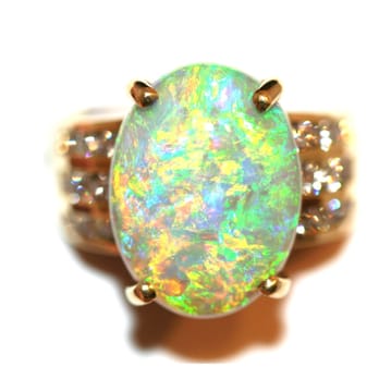 Lapidary Arts - SOLD Gem grade natural Lightning Ridge opal/diamond ring - Jewelry Near Me - Plano, Texas Lapidary Arts - SOLD Gem grade natural Lightning Ridge opal/diamond ring - Jewelry Near Me - Plano, Texas
