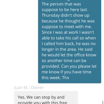 Inexpensive Tree Services - 2nd message, 4 days later when I had to message the business since no one called to make another appointment - Tree Services Near Me - Los Angeles, California