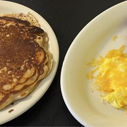 Higdon Square Cafe - Scrambled eggs, sliced Ham and pancake