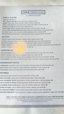 Menu photo 5 Table Twenty Five Ogden, UT