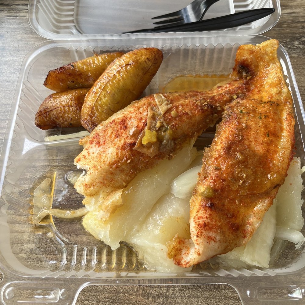 Fish, yuca and fried plantains Fish, yuca and fried plantains