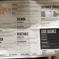 Kokoro - Menu for all three locations.