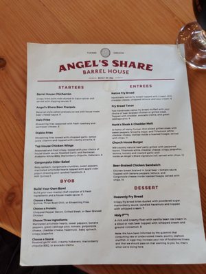 Menu photo 8 Angel's Share Barrel House Turner, OR