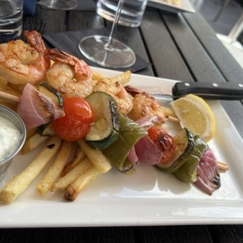 Asti - Shrimp kabobs and fries. - Greek Near Me - Falmouth, Massachusetts Asti - Shrimp kabobs and fries. - Greek Near Me - Falmouth, Massachusetts