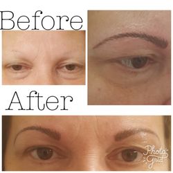 Tranzitionz Salon & Spa - Permanent Eyebrows done by Angie Mougey. Picture taken immediately after.