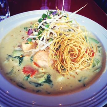 Teton Thai - the special: a yellow curry noodle w/salmon - Thai Near Me - Driggs, Idaho Teton Thai - the special: a yellow curry noodle w/salmon - Thai Near Me - Driggs, Idaho