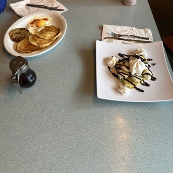 Rubio's Tacos & Grill - Banana and Nutella crêpe with chocolate and whip whipped cream on top. Also, pancakes with syrup, sunny side up egg, and sausage. - Mexican Near Me - Carmichael, California Rubio's Tacos & Grill - Banana and Nutella crêpe with chocolate and whip whipped cream on top. Also, pancakes with syrup, sunny side up egg, and sausage. - Mexican Near Me - Carmichael, California