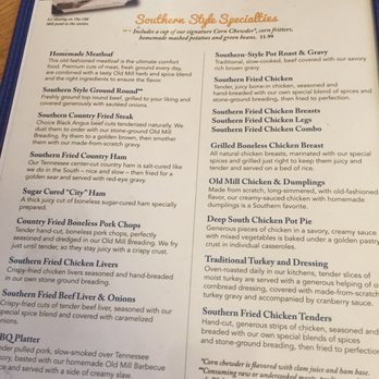 Old Mill Restaurant - Part of the lunch menu. Lots of savory southern choices. Portions are big. - American Near Me - Pigeon Forge, Tennessee