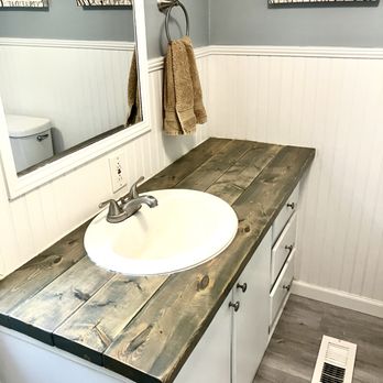 Revive It Homes - Custom vanity top with a coastal weathered look. - Handyman Near Me Revive It Homes - Custom vanity top with a coastal weathered look. - Handyman Near Me