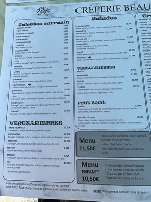Menu photo 1 Crêperie Beaubourg Paris, 75