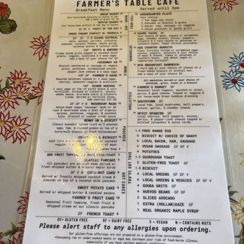 The Farmer's Table Cafe - Menu - Breakfast & Brunch Near Me - Fayetteville, Arkansas The Farmer's Table Cafe - Menu - Breakfast & Brunch Near Me - Fayetteville, Arkansas