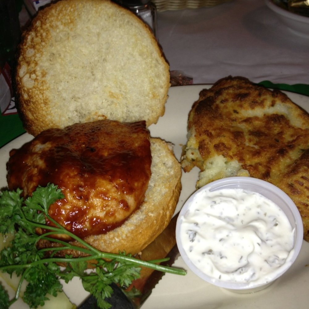 BBQ pork chop sandwich. BBQ pork chop sandwich.