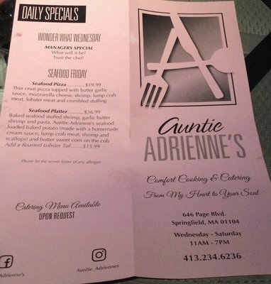 Menu photo 2 Auntie Adrienne’s Springfield, MA