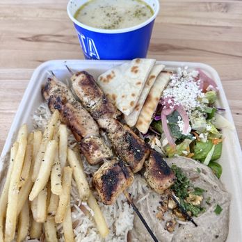 Pita GR - Brea - Chicken Plate with lemon rice soup - Greek Near Me - Brea, California Pita GR - Brea - Chicken Plate with lemon rice soup - Greek Near Me - Brea, California