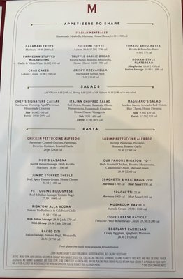 Menu photo 2 Maggiano's Las Vegas, NV