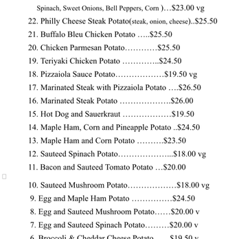 The Baked Potato - Menu as of 12/2024 - Jazz & Blues Near Me - Studio City, California