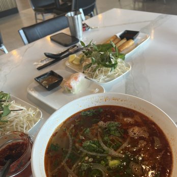 The Pho - Modesto - Deep fried shrimp roll, fresh spring rolls, and The Pho #1 but I substituted the broth for their spicy broth! - Vietnamese Near Me - Modesto, California The Pho - Modesto - Deep fried shrimp roll, fresh spring rolls, and The Pho #1 but I substituted the broth for their spicy broth! - Vietnamese Near Me - Modesto, California
