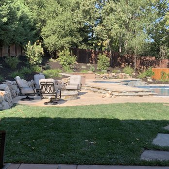 Pool & Landscape Development - View from Kitchen with fire pit and pool - Landscaping Near Me - Oakley, California Pool & Landscape Development - View from Kitchen with fire pit and pool - Landscaping Near Me - Oakley, California