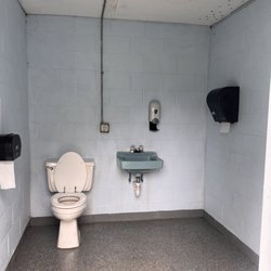 Akeley City Park & Campground - Public bathroom by beach