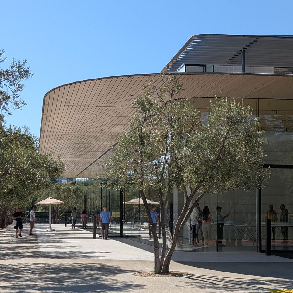 Apple Park Visitor Center - Super thin roof, indigenous olive trees planted throughout - Computers Near Me - Cupertino, California Apple Park Visitor Center - Super thin roof, indigenous olive trees planted throughout - Computers Near Me - Cupertino, California