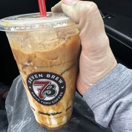 Medium caramel latte. (Don't mind the green fingers-I tye dyed with my grandson)