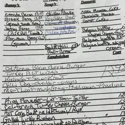 Poppy's Place - Handwritten specials menu