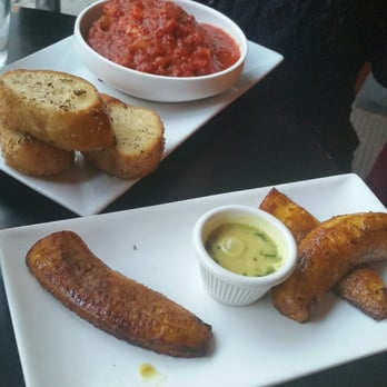 VSPOT - Whole wheat lasagna with garlic bread and sweet plantains and Columbian Empanatas - Vegan Near Me - Brooklyn, New York