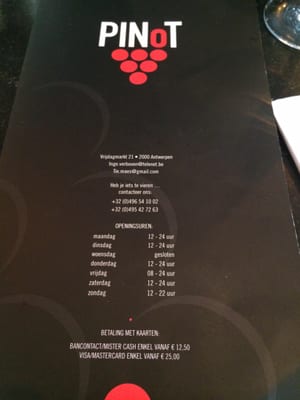 Menu photo 2 Pinot Antwerp, VAN