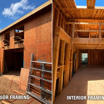 Cali Home Construction - Structural framing in progress for a new home addition, including exterior sheathing, second-story framing, and roof structure. - General Contractors Near Me Cali Home Construction - Structural framing in progress for a new home addition, including exterior sheathing, second-story framing, and roof structure. - General Contractors Near Me