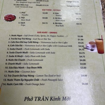 Pho Tran - Menu (Updated December 2024) - Vietnamese Near Me - Houston, Texas