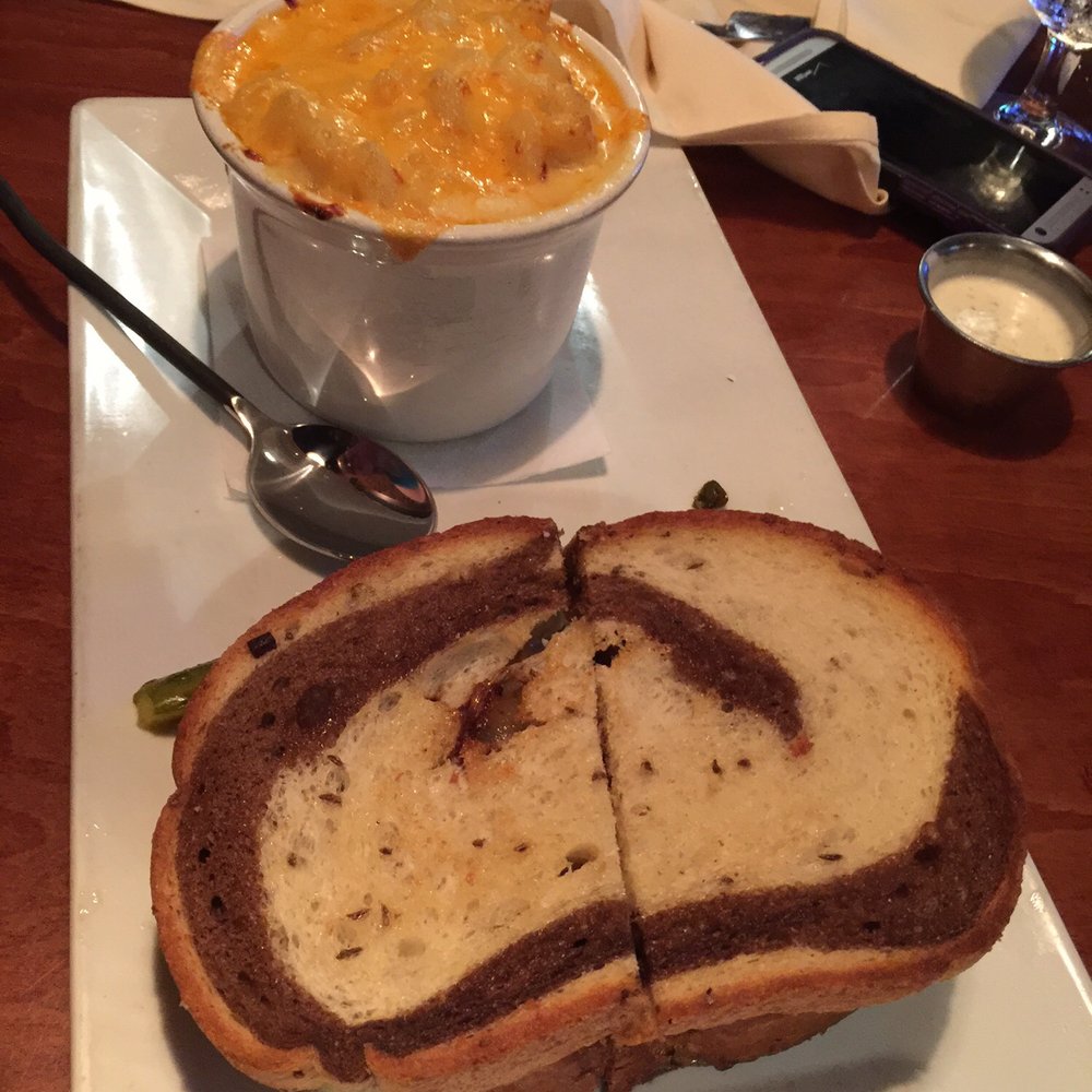 The Fork n Cork - Patty melt with Mac and cheese - New American Near Me - Wilmington, North Carolina