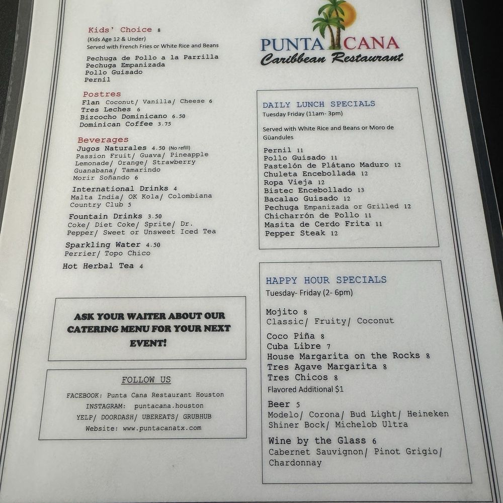 Punta Cana Caribbean Restaurant - Menu - Dominican Near Me - Houston, Texas Punta Cana Caribbean Restaurant - Menu - Dominican Near Me - Houston, Texas