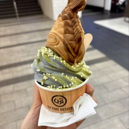 Black sesame and matcha soft serve Black sesame and matcha soft serve