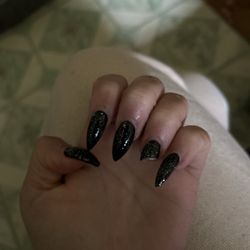 Liberty Nails & Spa By Brian - This is my acrylic set that I just had last week and one of them already broke. I never get long nails ever I am always getting short nails.
