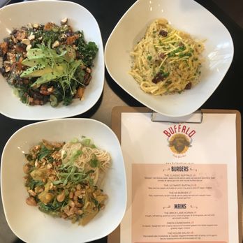 Buffalo - For Mains we got Korma, Carbonara & the Amazing Kale Salad!! - Vegan Near Me - London, XGL Buffalo - For Mains we got Korma, Carbonara & the Amazing Kale Salad!! - Vegan Near Me - London, XGL