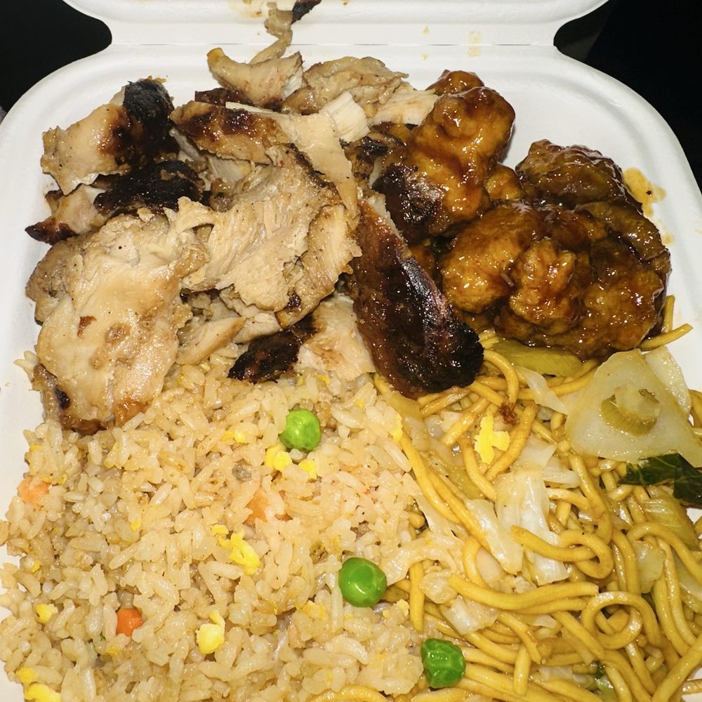 Panda Express - Build Your Own Plate - 2 Half Sides w/ orange chicken and teriyaki chicken - Fast Food Near Me - Laurel, Maryland