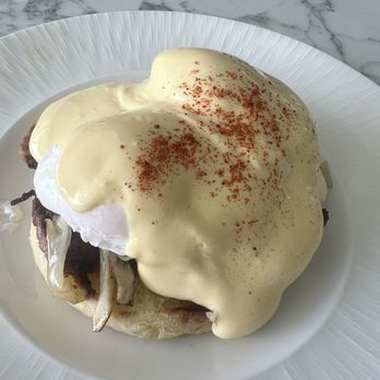 Argyle Restaurant - Argyle Eggs Benedict. House made pastrami cut thick & an incredible homemade English muffin - New American Near Me - Ponte Vedra Beach, Florida