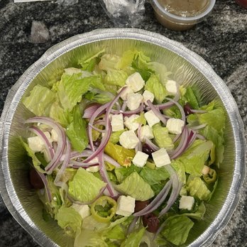 Calusa Pizza & Craft - Greek Salad, what a joke and the dressing is sweet - Pizza Near Me - Lutz, Florida Calusa Pizza & Craft - Greek Salad, what a joke and the dressing is sweet - Pizza Near Me - Lutz, Florida