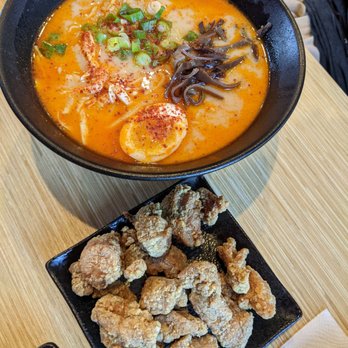 Kosuke Ramen - Spicy tonkotsu with popcorn chicken (or choice of chashu) - Ramen Near Me - Ontario, California Kosuke Ramen - Spicy tonkotsu with popcorn chicken (or choice of chashu) - Ramen Near Me - Ontario, California