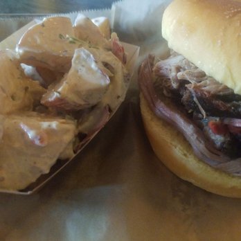 Pork Barrel BBQ - Pork sandwich with potato salad and iced tea for 7.95 l6nch special! - Barbeque Near Me - Alexandria, Virginia Pork Barrel BBQ - Pork sandwich with potato salad and iced tea for 7.95 l6nch special! - Barbeque Near Me - Alexandria, Virginia