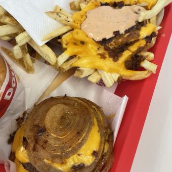 In-N-Out Burger - Onion wrapped Flying Dutchman, animal style fries - Burgers Near Me - Santa Rosa, California In-N-Out Burger - Onion wrapped Flying Dutchman, animal style fries - Burgers Near Me - Santa Rosa, California