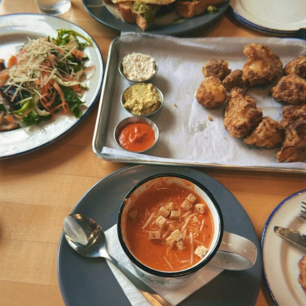 Caulipoppers Tomato bisque House Salad - Large Avocado Bacon Toast