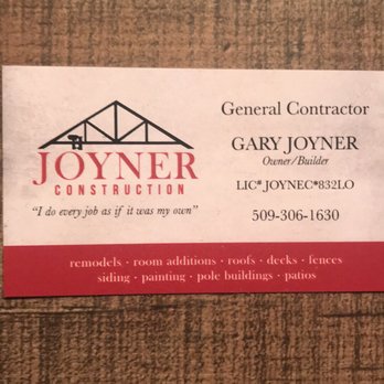 Joyner Construction - a business card for a construction company - General Contractors Near Me Joyner Construction - a business card for a construction company - General Contractors Near Me