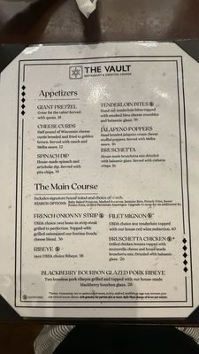 Menu photo 1 The Vault Restaurant & Cocktail Lounge Dubuque, IA Menu photo 1 The Vault Restaurant & Cocktail Lounge Dubuque, IA