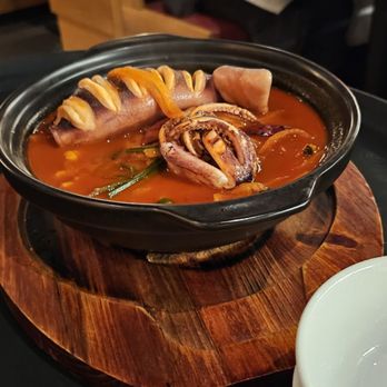 Octo - Whole Squid Jangpong before being cut by server - Korean Near Me - New York, New York