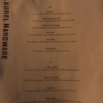 Laurel Hardware - Menu. 6/1/19 - New American Near Me - West Hollywood, California