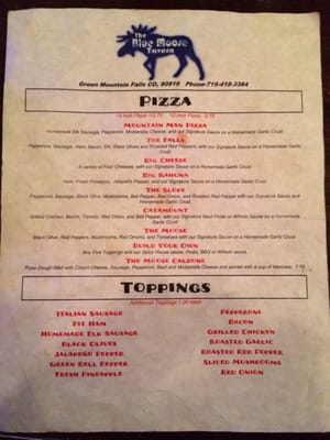 Menu photo 4 The Blue Moose Tavern Green Mountain Falls, CO